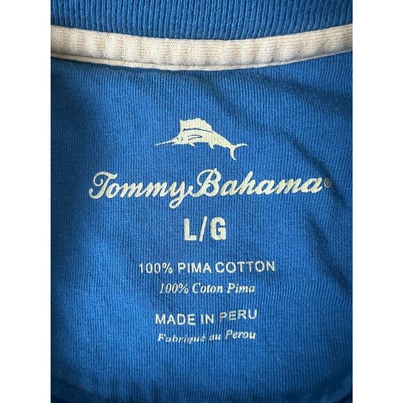 Tommy Bahama Solid Blue Short Sleeve Pocket T-Shirt Size Large - Picture 2 of 5